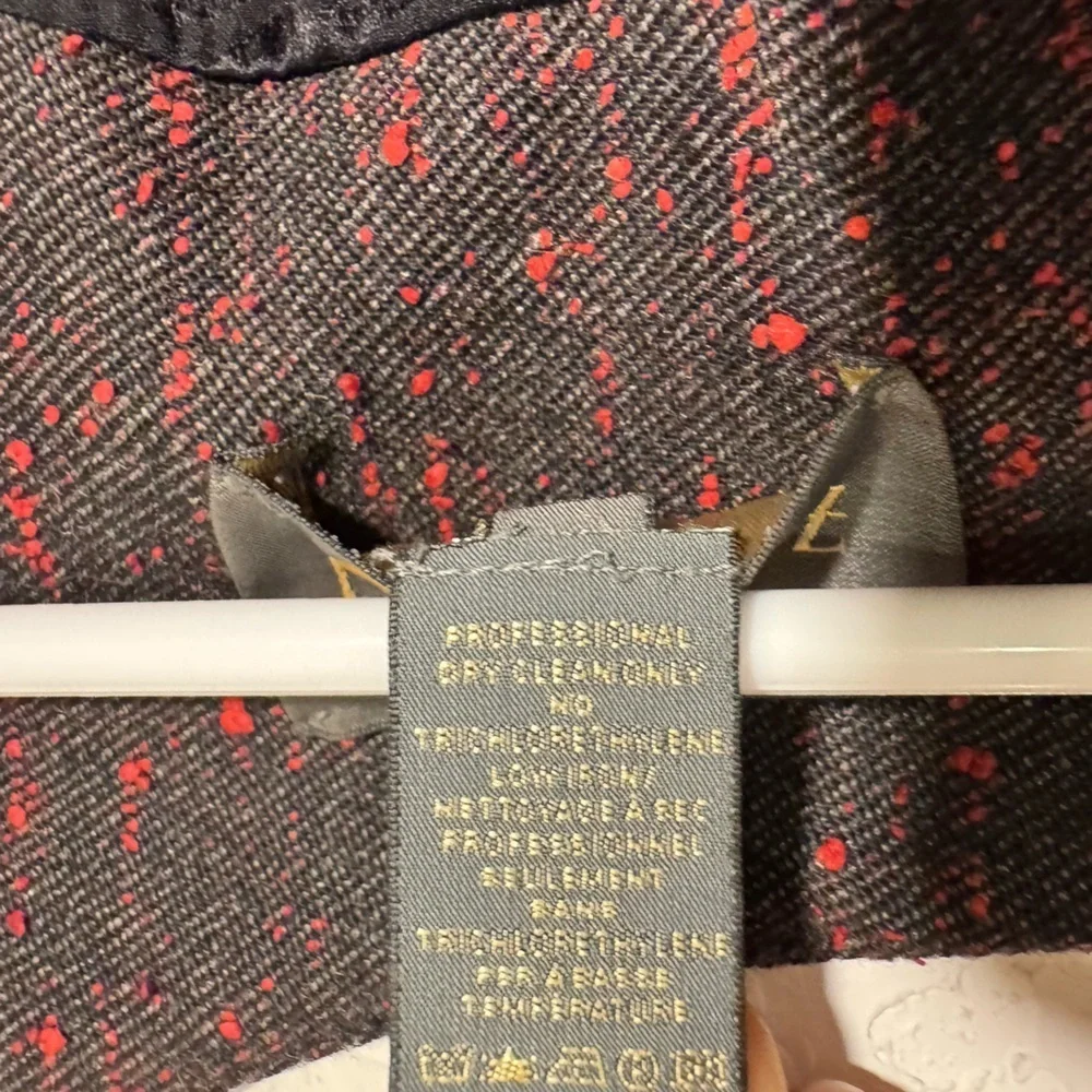 Zac Posen Wool Blend Sheath Dress Womens 8 Black Red Fleck Square Neck Silk - Picture 7 of 10